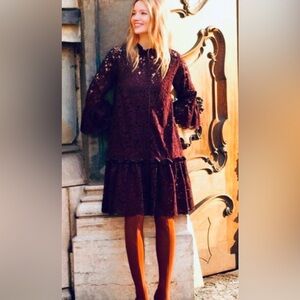 Elegant Lace Dress in Deep Burgundy